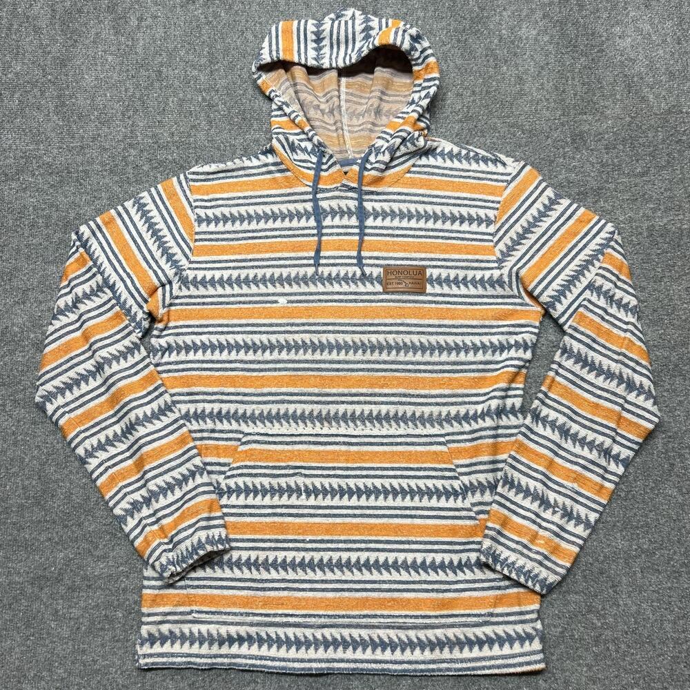 Honolua Surf Co Hoodie Mens Large Multicolor Stripe Pullover Kangaroo Pocket
